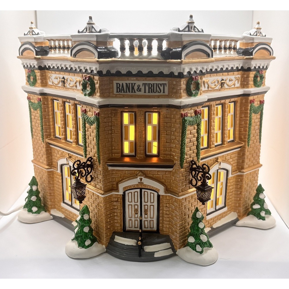 Department 56 Village Bank & Trust The Original Snow Village 55002 w Box/Light